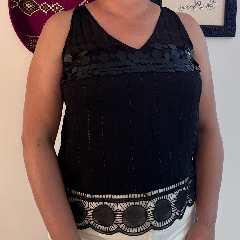 Leifsdottir/Anthropologie Sequin and beaded top